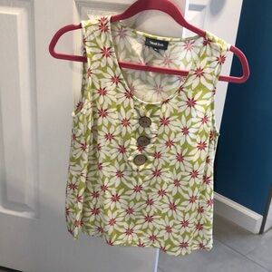 Linen type blouse size medium . Lime green and pink. Lightly worn .